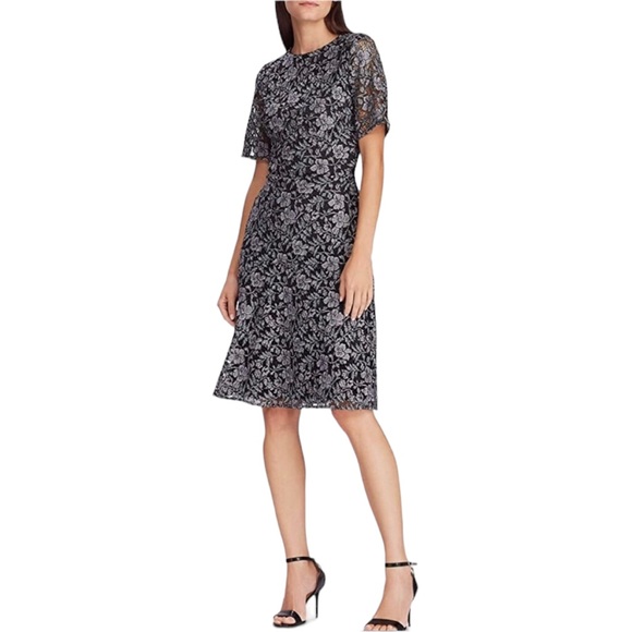 Lauren Ralph Lauren Dresses & Skirts - Lauren Ralph Lauren Women Lace Bell Sleeve Fit and Flare Dress Gray/Black 0